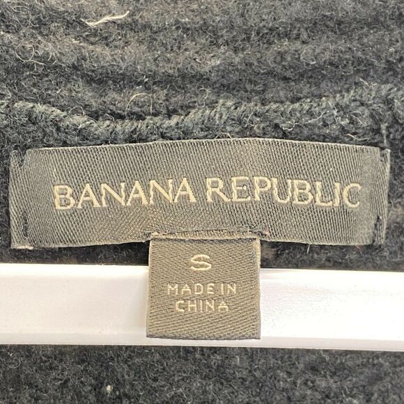 Banana Republic Womens Merino Wool Sweater Black S Knit Long Sleeve V-Neck - Picture 3 of 7